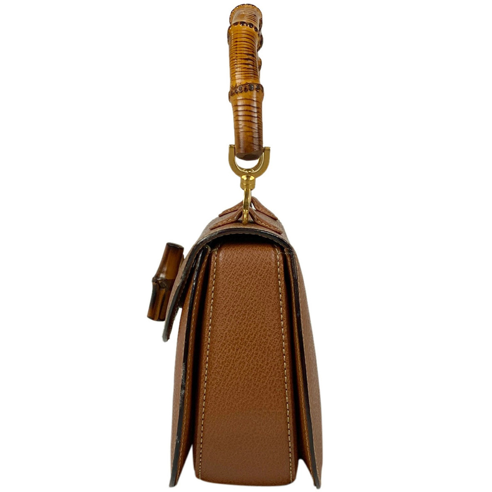 Gucci Bamboo Bag Leather Handbag Brown Shoulder